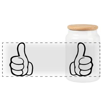 like hand - Panoramic Cookie Jar with Wooden Lid - white - Front