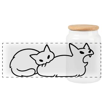 Amoureux des Chats Humour Chat Mignon Original - Panoramic Cookie Jar with Wooden Lid - white - Front