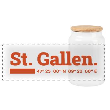 St Gallen Koordinaten - Panorama Keksdose mit Holzdeckel - Weiß - Vorne