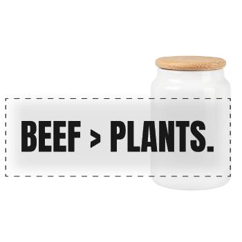 BŒUF > PLANTS | Steak carnivore au lieu de plantes - Boîte à biscuits avec couvercle en bois - blanc - Devant