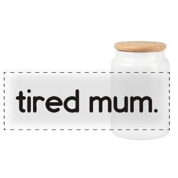 tired mum - Panorama Keksdose mit Holzdeckel - Weiß - Vorne