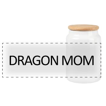 Mère Dragon minimaliste, Dragon barbu drôle - Boîte à biscuits avec couvercle en bois - blanc - Devant