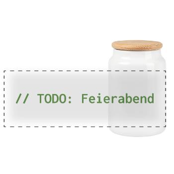 // TODO: Feierabend – Programmierer Shirt - Panorama Keksdose mit Holzdeckel - Weiß - Vorne