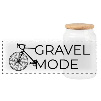 Gravel Fashion - Design with Bike/Gravel Bike - Panoramic Cookie Jar with Wooden Lid - white - Front