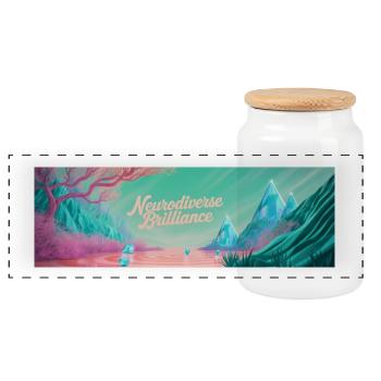 Neurodiverse Brilliance - Panorama Keksdose mit Holzdeckel - Weiß - Vorne