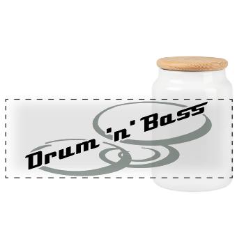 Drum 'n' Bass Design - Panoramic Cookie Jar with Wooden Lid - white - Front