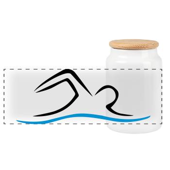SCHWIMMEN - Panorama Keksdose mit Holzdeckel - Weiß - Vorne