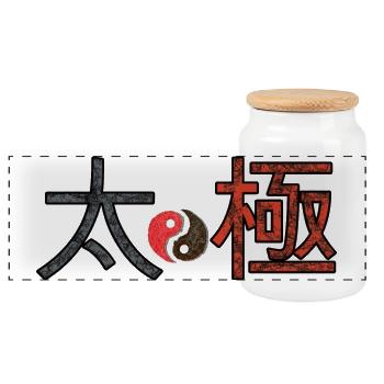 Tai-chi - Boîte à biscuits avec couvercle en bois - blanc - Devant