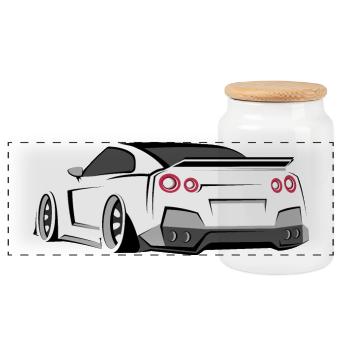 Idée cadeau du symbole du tuner GTR Racing - Boîte à biscuits avec couvercle en bois - blanc - Devant