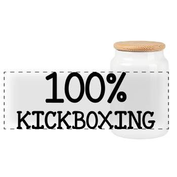 Kickboxen / Kickboxing / Kickboxer / Kick Boxing - Panorama Keksdose mit Holzdeckel - Weiß - Vorne