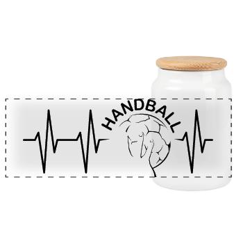 Puls Team Freunde handball herzschlag puls ekg - Panorama Keksdose mit Holzdeckel - Weiß - Vorne
