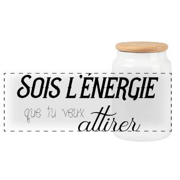 sois l'énergie que tu veux attirer - Boîte à biscuits avec couvercle en bois - blanc - Devant