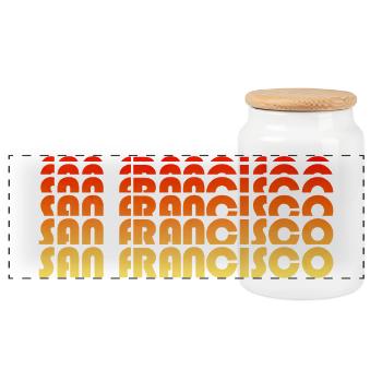 Coucher de soleil en pente de San Francisco - Boîte à biscuits avec couvercle en bois - blanc - Devant