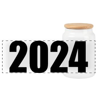 2024 weiß Silvester Neujahr schwarz - Panorama Keksdose mit Holzdeckel - Weiß - Vorne