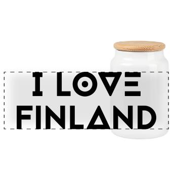 I LOVE FINLAND - Panoramic Cookie Jar with Wooden Lid - white - Front