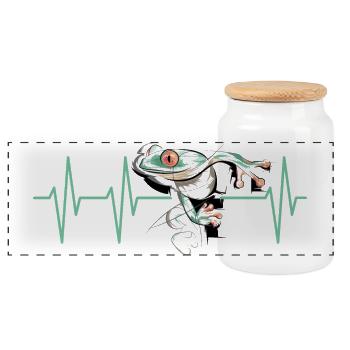 frosch puls Herzschlag GiftpfeilfroschSymbol icon - Panorama Keksdose mit Holzdeckel - Weiß - Vorne