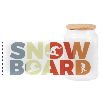 Snowboard lovers - Panoramic Cookie Jar with Wooden Lid - white - Front