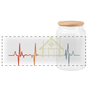 Architect Cardiogram Retro Look - Panoramic Cookie Jar with Wooden Lid - white - Front