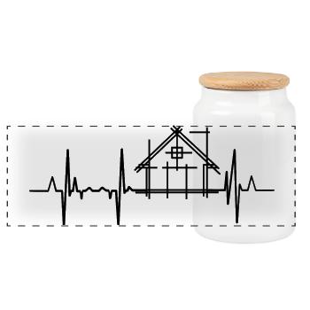 Architecture Heart Line - Panoramic Cookie Jar with Wooden Lid - white - Front