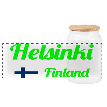 Helsinki, Finlande - Imprimés élégants - Boîte à biscuits avec couvercle en bois - blanc - Devant