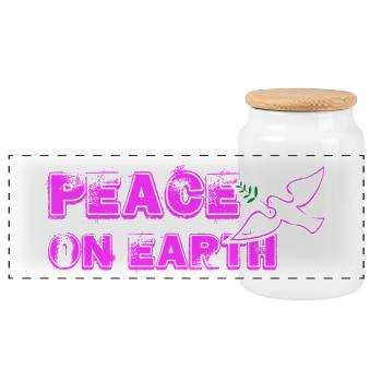 Peace on Earth with Bird pink - Panorama Keksdose mit Holzdeckel - Weiß - Vorne