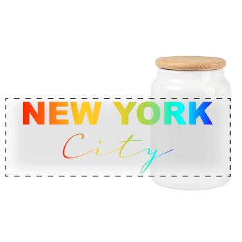 New York City Rainbow - Panoramic Cookie Jar with Wooden Lid - white - Front