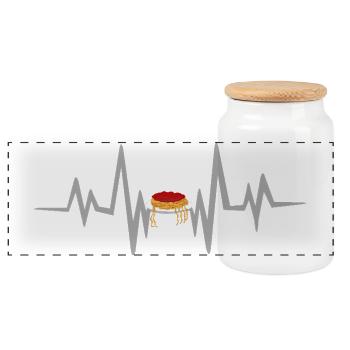 Spaghetti heartbeat - Panoramic Cookie Jar with Wooden Lid - white - Front
