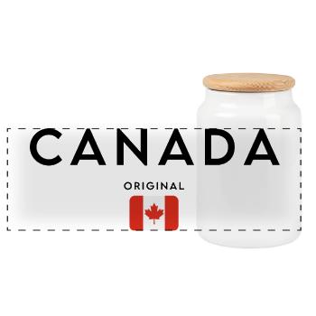 Canadian pride, minimalist sleek design - Panoramic Cookie Jar with Wooden Lid - white - Front