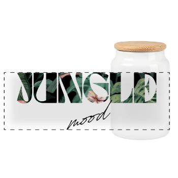 Jungle Mood Tropischer Schriftzug - Panorama Keksdose mit Holzdeckel - Weiß - Vorne