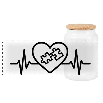 Heart Puzzle – Amour des jeux de logique - Boîte à biscuits avec couvercle en bois - blanc - Devant