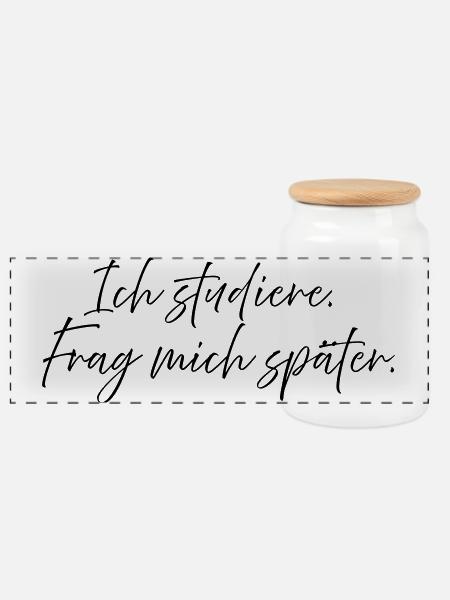 Ich studiere. Frag mich später. - Panorama Keksdose mit Holzdeckel - Weiß