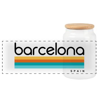 Barcelona - Spain - Spanien - Espana - Panorama Keksdose mit Holzdeckel - Weiß - Vorne