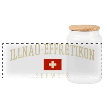 Illnau-Effretikon – Swiss identity from Zurich - Panoramic Cookie Jar with Wooden Lid - white - Front