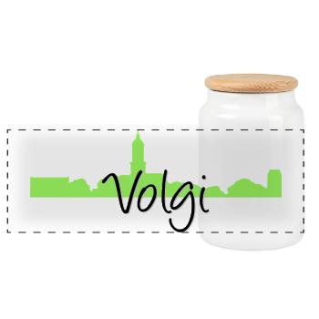 Volkach | Volgi | Main loop - Panoramic Cookie Jar with Wooden Lid - white - Front