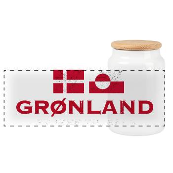 Grönländische Flagge – Solidaritätsbekundungen - Panorama Keksdose mit Holzdeckel - Weiß - Vorne