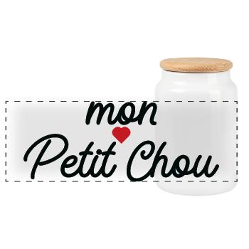 My Little Cabbage Heart Script - Panoramic Cookie Jar with Wooden Lid - white - Front