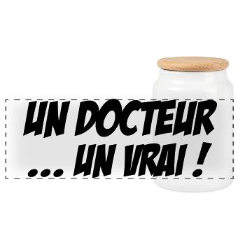Un docteur un vrai humour profession médicale - Boîte à biscuits avec couvercle en bois - blanc - Devant