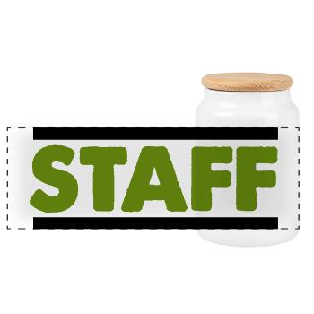 Grüne Staff Distressed Schrift - Panorama Keksdose mit Holzdeckel - Weiß - Vorne