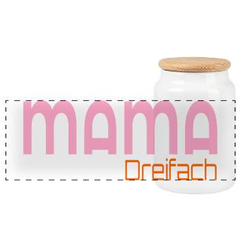 Dreifach Mama - Panorama Keksdose mit Holzdeckel - Weiß - Vorne