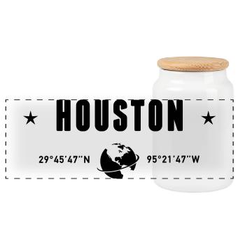 Houston, Texas, coordonne la planète Terre - Boîte à biscuits avec couvercle en bois - blanc - Devant