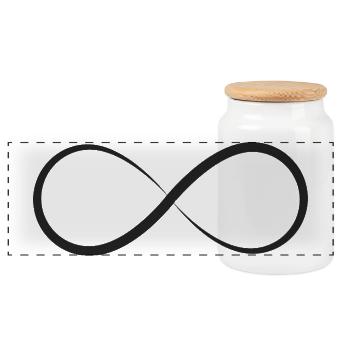 Infinite Line Minimalism - Panoramic Cookie Jar with Wooden Lid - white - Front