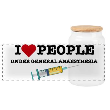 Funny Anesthesiologist Anesthetist Gift for Doctor - Panoramic Cookie Jar with Wooden Lid - white - Front