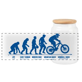Mountain Bike Evolution Downhill MTB Gift - Panoramic Cookie Jar with Wooden Lid - white - Front