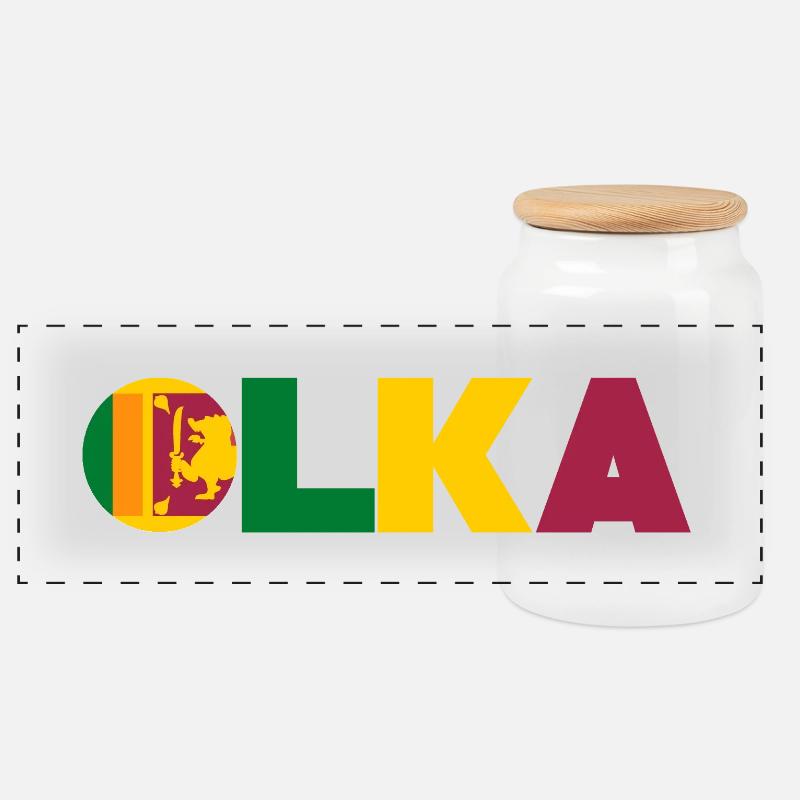 Sri Lanka - Boîte à biscuits avec couvercle en bois - blanc