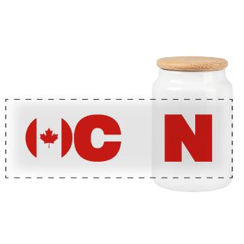 Canada - Panoramic Cookie Jar with Wooden Lid - white - Front