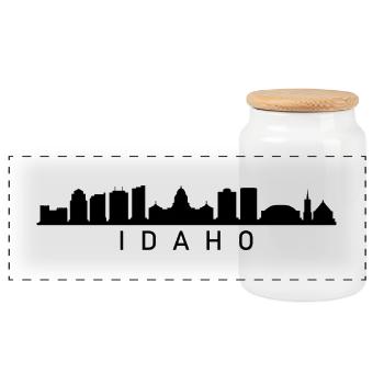 Idaho Skyline - Panorama Keksdose mit Holzdeckel - Weiß - Vorne