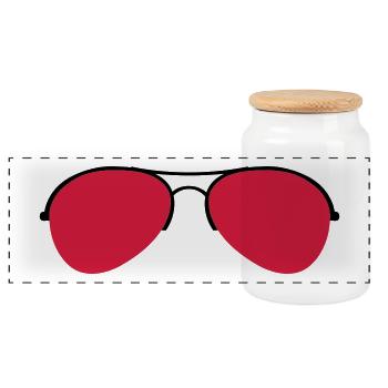 The Aviator Goggles - Panoramic Cookie Jar with Wooden Lid - white - Front