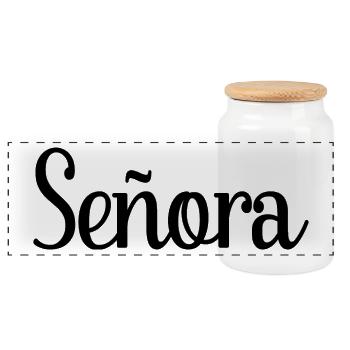 Señora Engagement Bride To Be Wedding Party - Panoramic Cookie Jar with Wooden Lid - white - Front