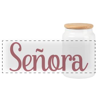 Señora Engagement Bride To Be Wedding Party - Panoramic Cookie Jar with Wooden Lid - white - Front