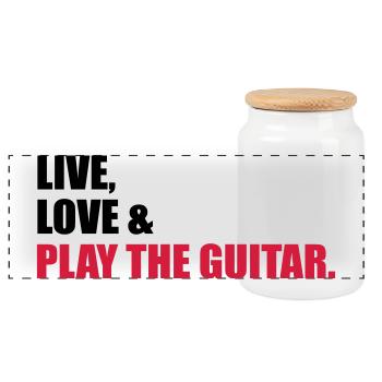 Guitare - Boîte à biscuits avec couvercle en bois - blanc - Devant
